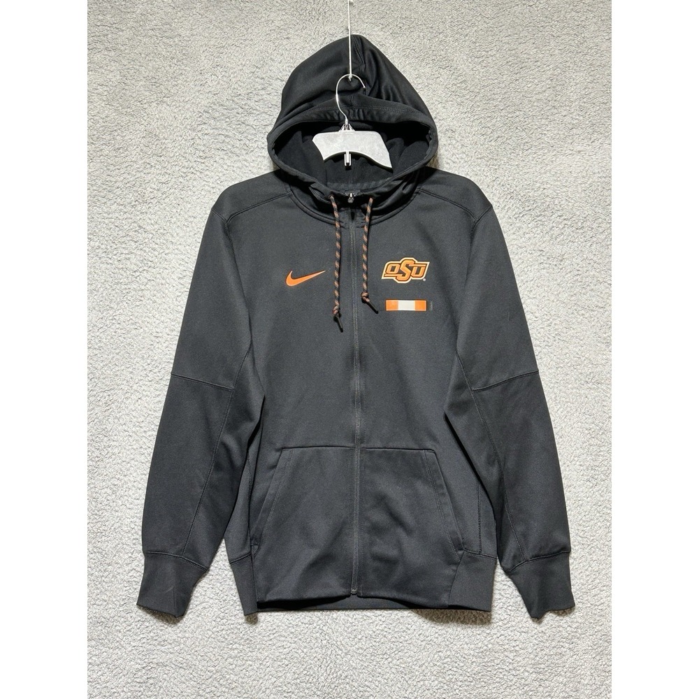 Oklahoma State Cowboys OSU Nike Full Zip Hoodie Therma-Fit Sz Small Black/Orange